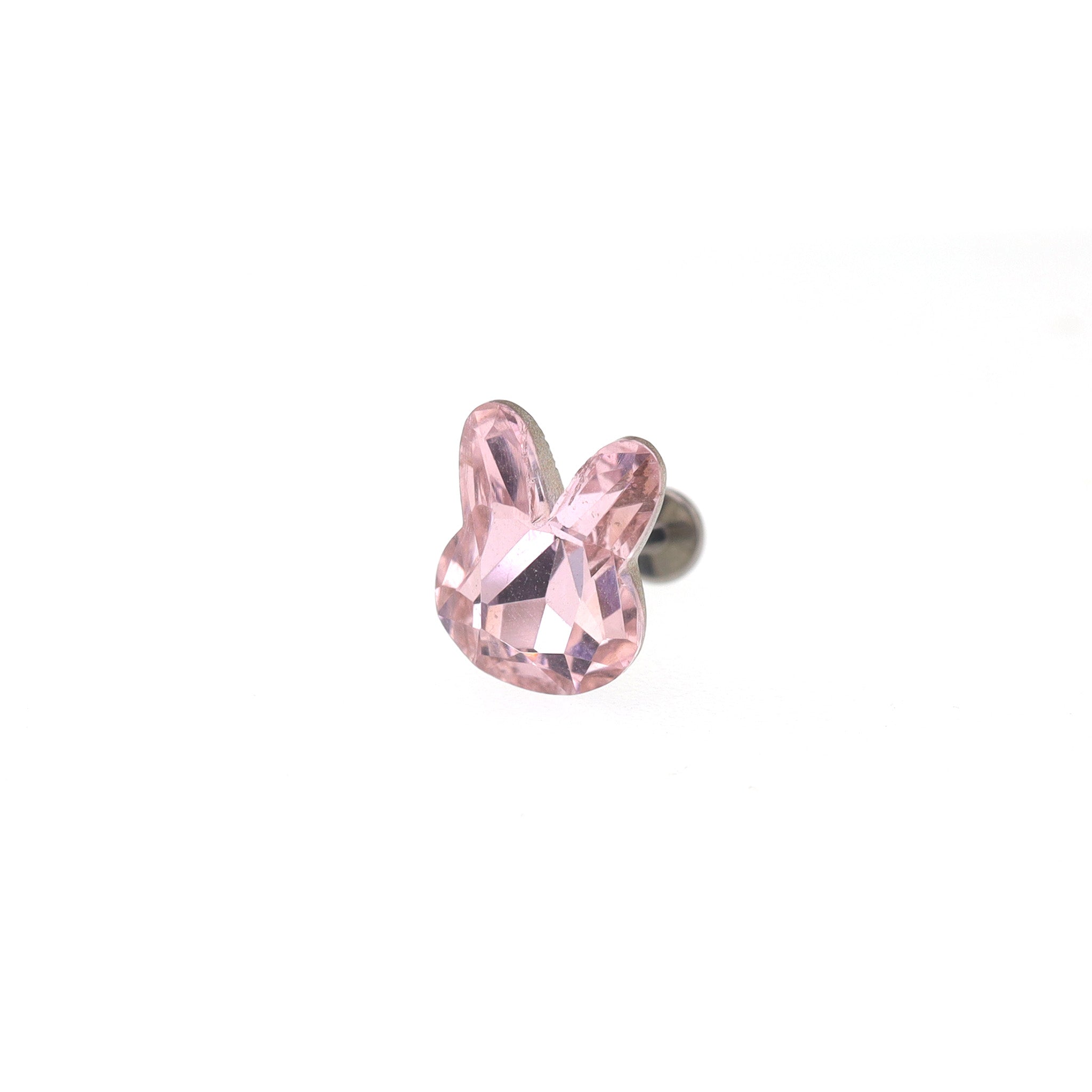 Pink & White Bunny Internally Threaded Titanium Studs