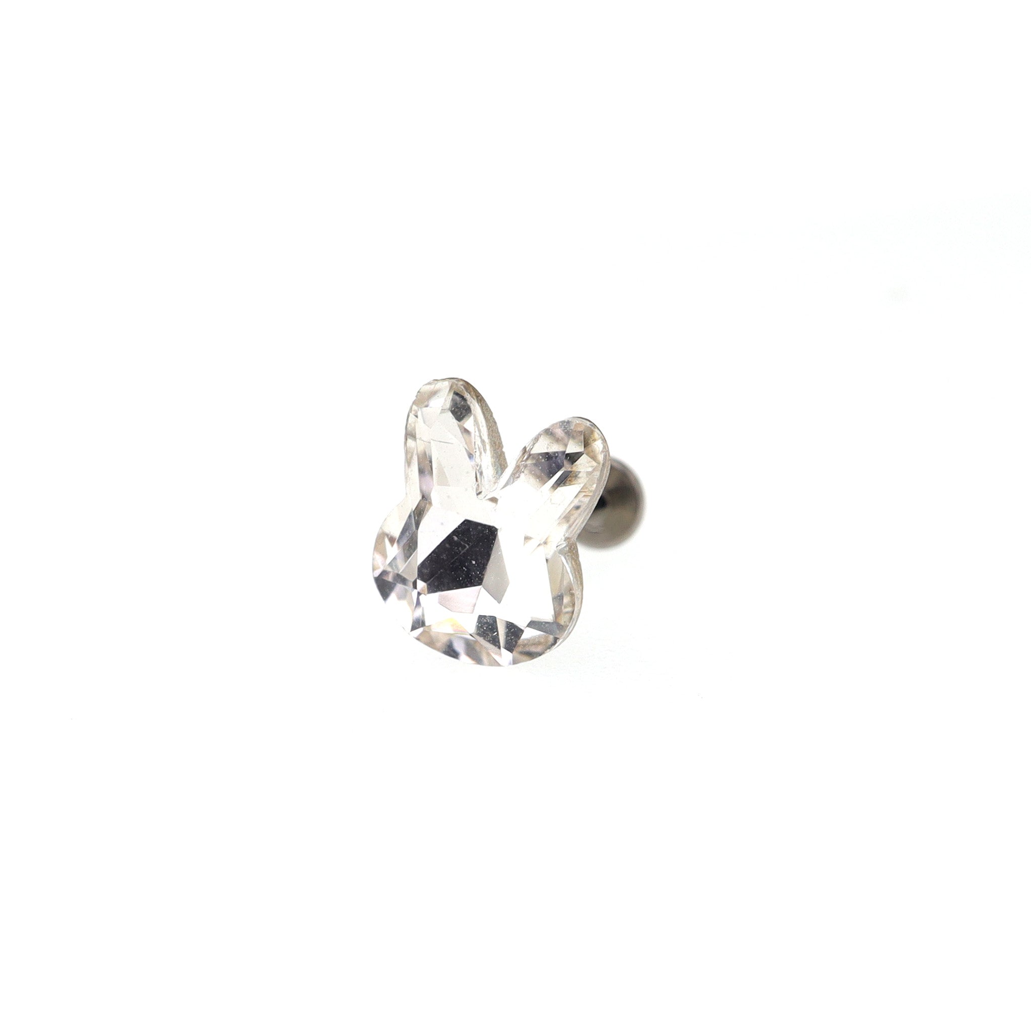 Pink & White Bunny Internally Threaded Titanium Studs