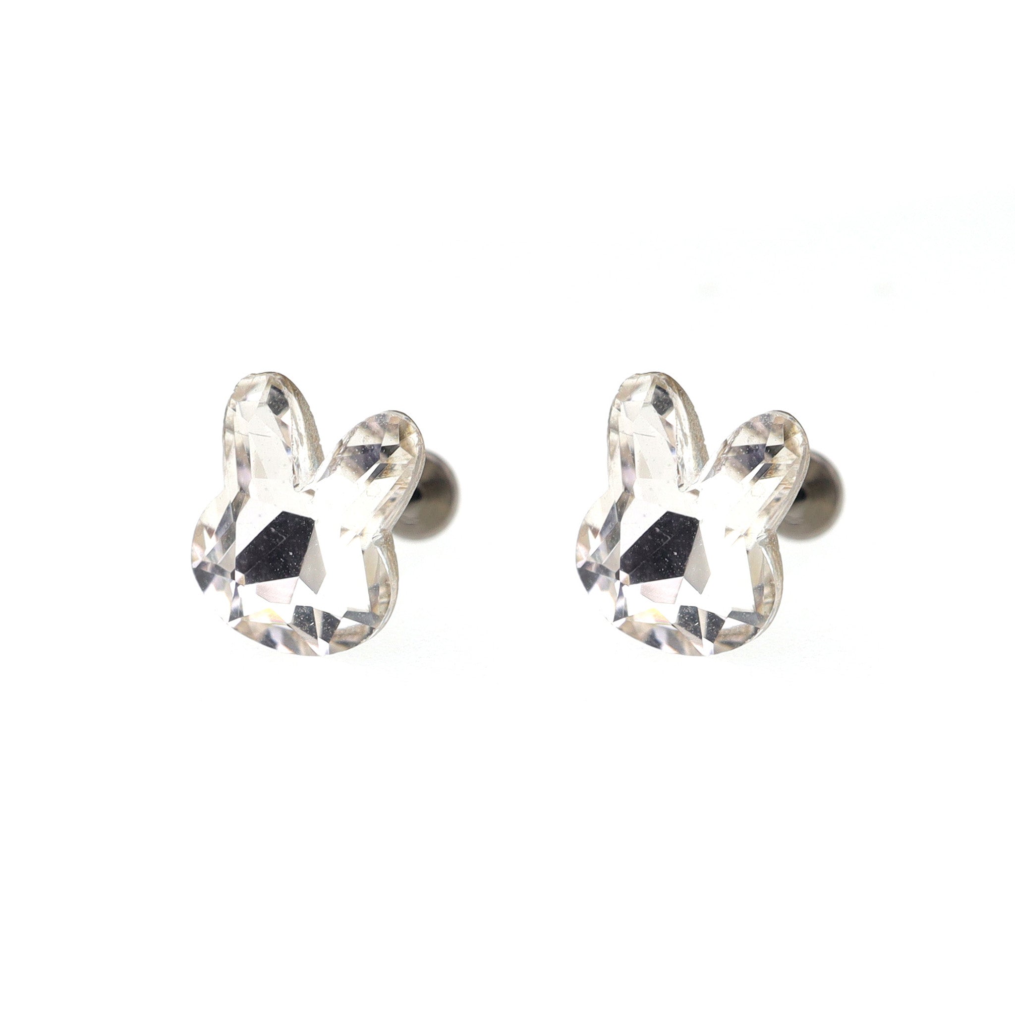 Pink & White Bunny Internally Threaded Titanium Studs