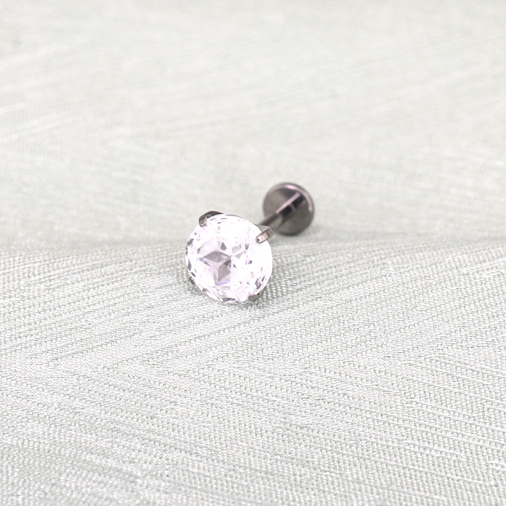 High-Shine Snowflake-Cut CZ Internally Threaded Titanium Studs