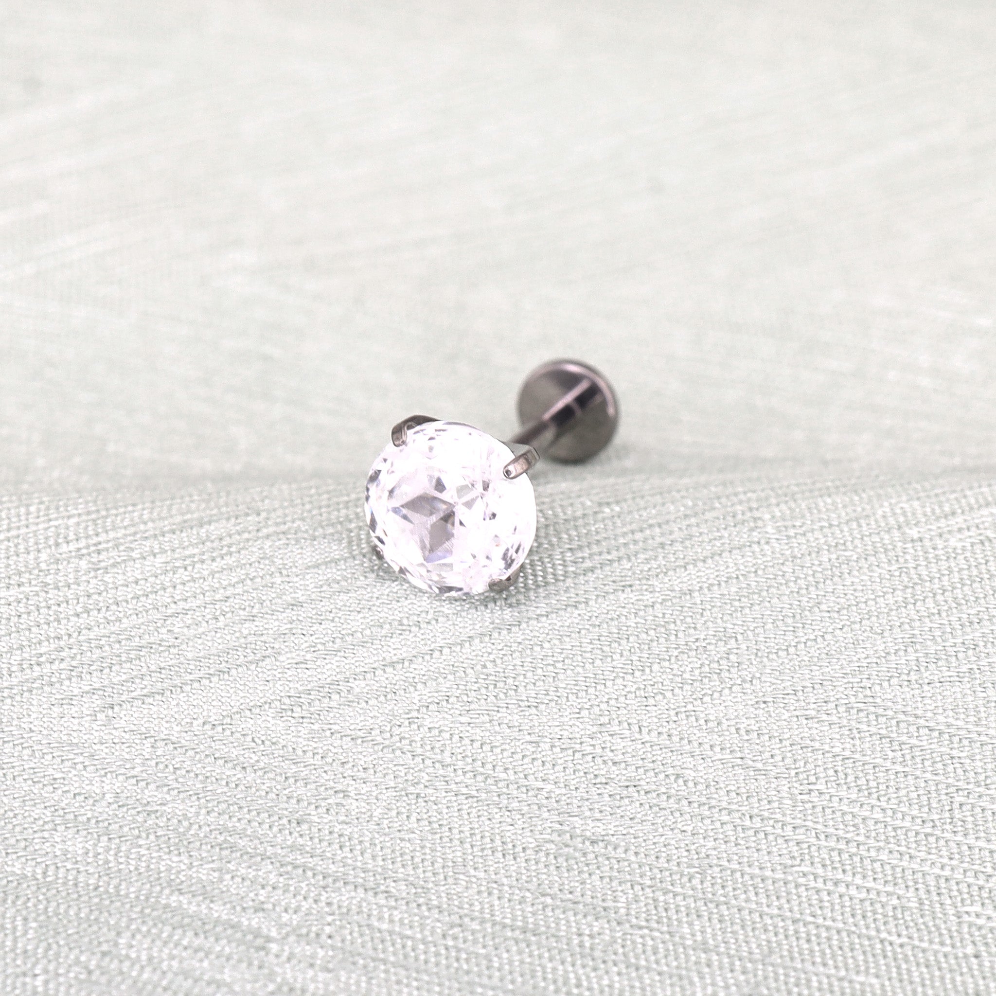 High-Shine Snowflake-Cut CZ Internally Threaded Titanium Studs