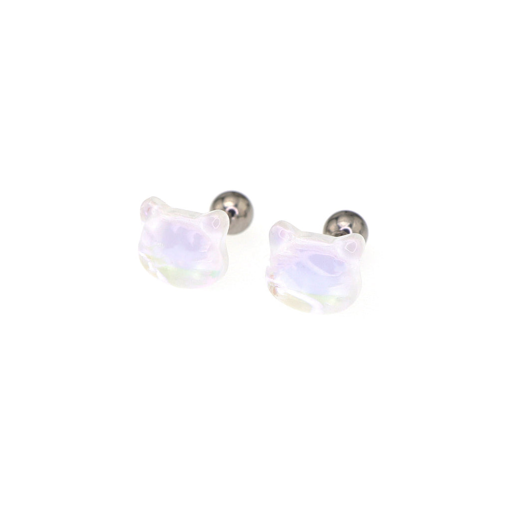 White Jelly Cat stainless steel Ear Studs
