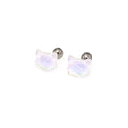 White Jelly Cat stainless steel Ear Studs