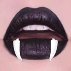 PAIR OF White Enamel Fangs stainless steel Lip Clip