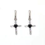 PAIR OF Heart CZ Large Cross stainless steel Earrings
