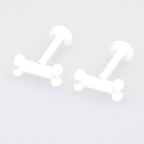 PAIR OF White Mini Bone Internally Threaded stainless steel Studs