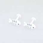 PAIR OF White Fishbone Internally Threaded stainless steel Studs