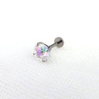 High-Shine Aurora Borealis Firework-Cut CZ Internally Threaded Titanium Studs