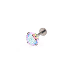 High-Shine Aurora Borealis Rose-Cut CZ Internally Threaded Titanium Studs