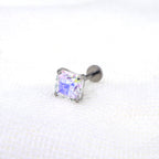 High-Shine Aurora Borealis Square CZ Internally Threaded Titanium Studs