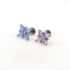 Blue & Pink Opal Floral Internally Threaded Titanium Studs
