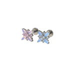 Blue & Pink Opal Floral Internally Threaded Titanium Studs