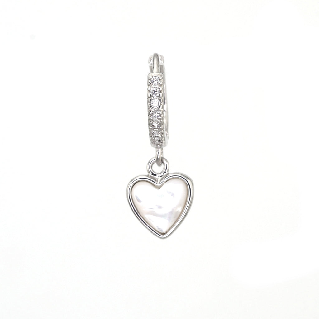 Heart-Shaped Mother of Pearl & CZ tainless steel Earrings