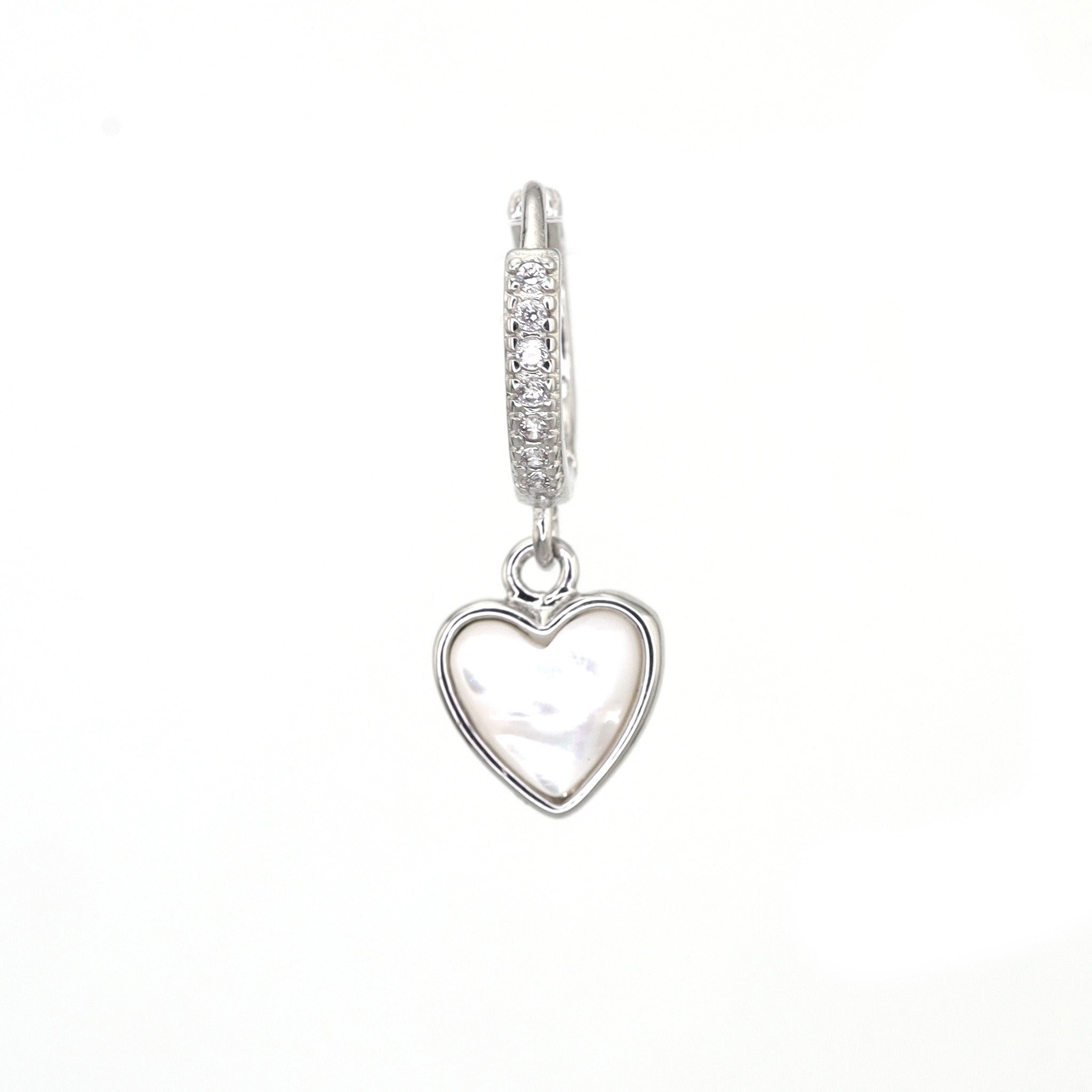 Heart-Shaped Mother of Pearl & CZ tainless steel Earrings