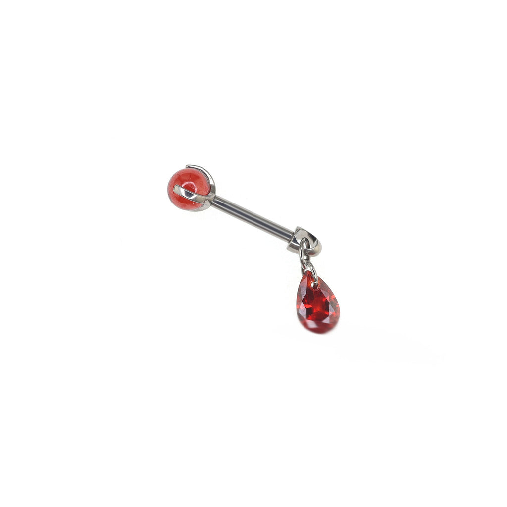 Gothic Red Teardrop Pendant Titanium Cartilage Studs