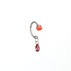 Gothic Red Teardrop Pendant Titanium Horseshoe Ring