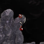 Gothic Red Teardrop Pendant Titanium Horseshoe Ring