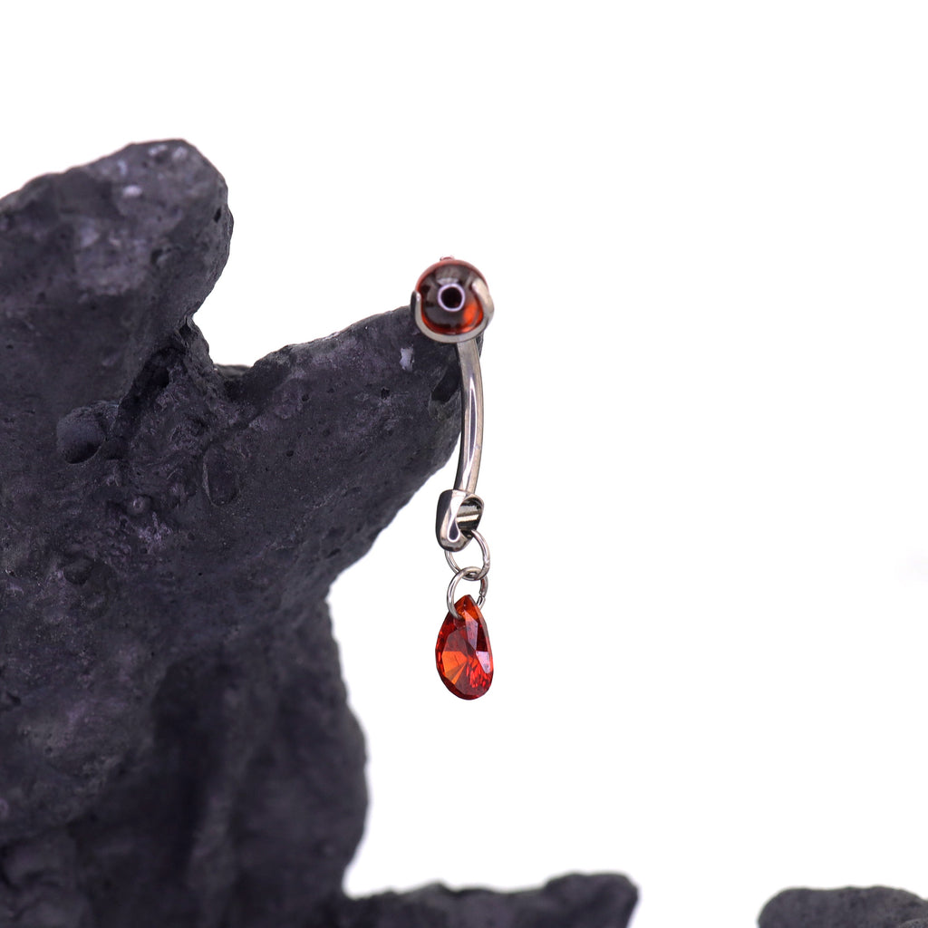 Gothic Red Teardrop Pendant Titanium Rook Jewelry