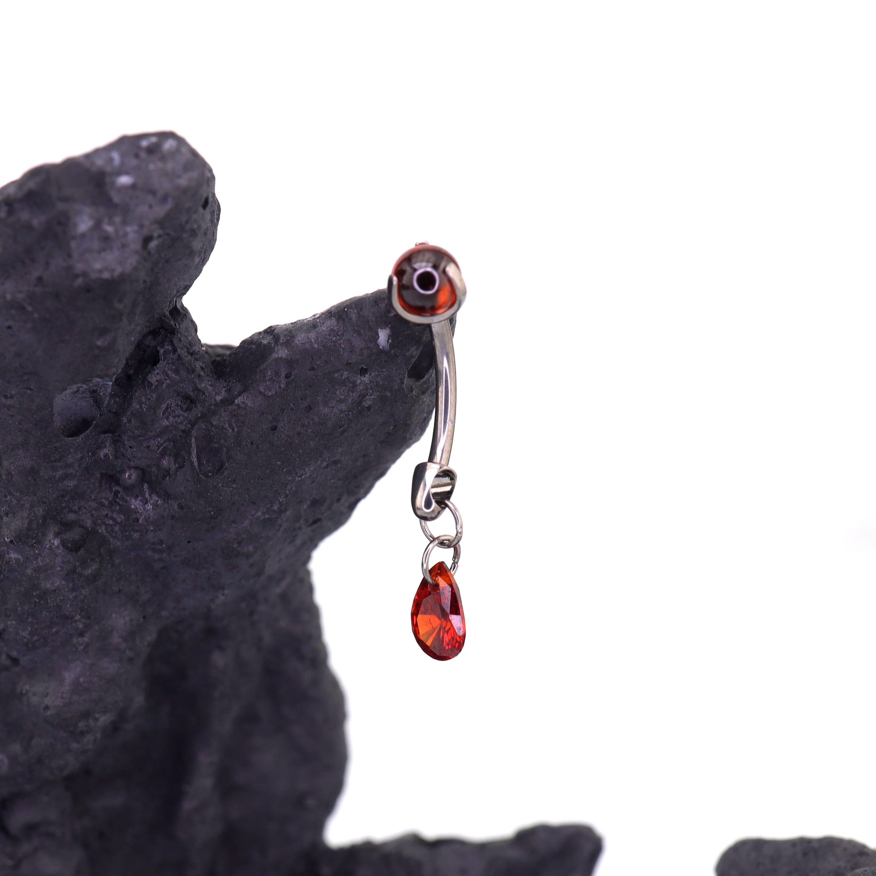 Gothic Red Teardrop Pendant Titanium Rook Jewelry