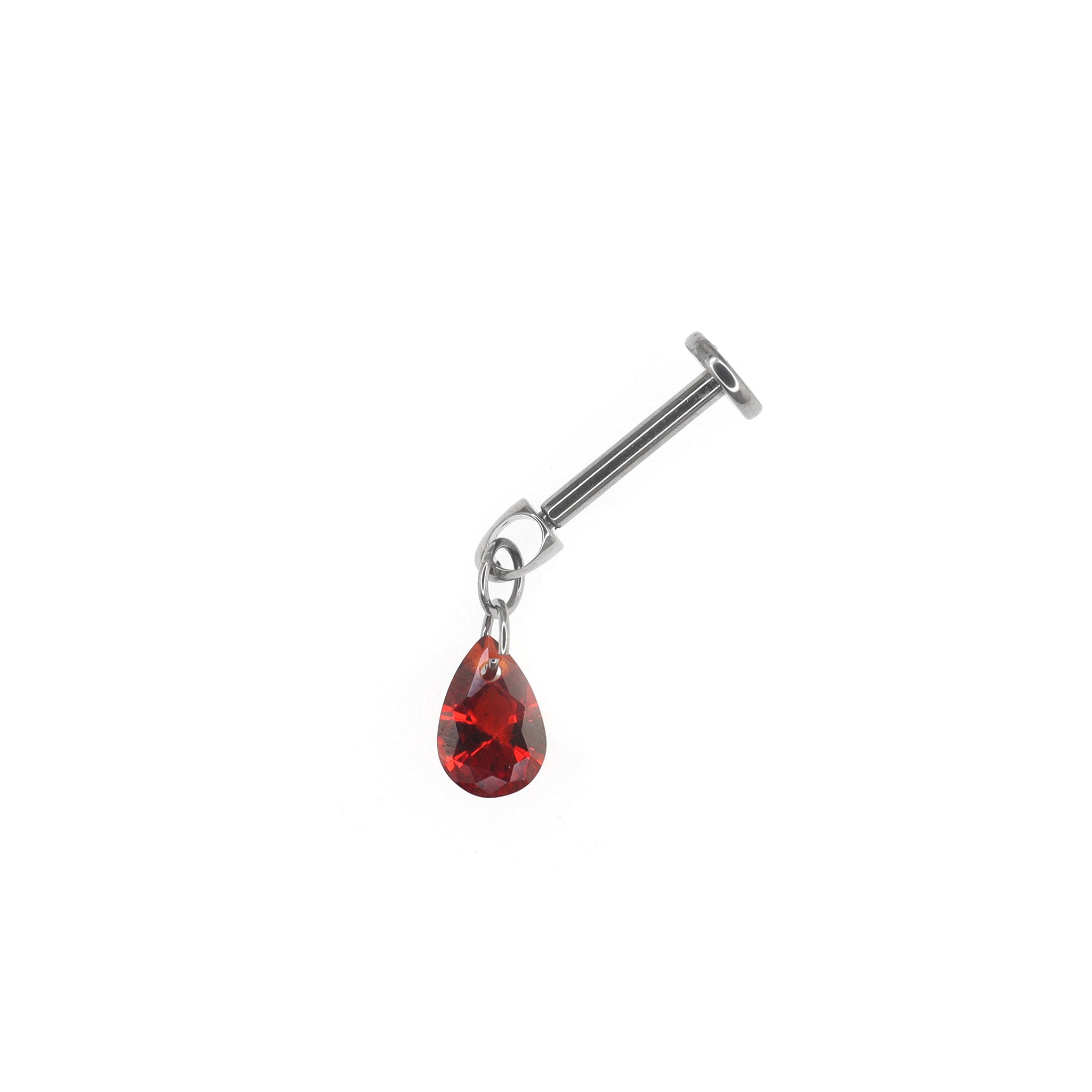 Gothic Red Teardrop Pendant Titanium Labret Studs