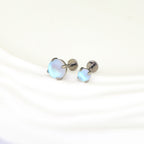 Satin Round Moonstone Internally Threaded Titanium Threaded Studs
