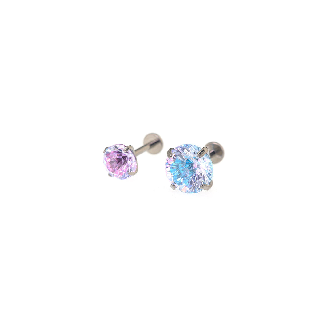 High Shine Gradient Firework-Cut CZ Titanium Studs