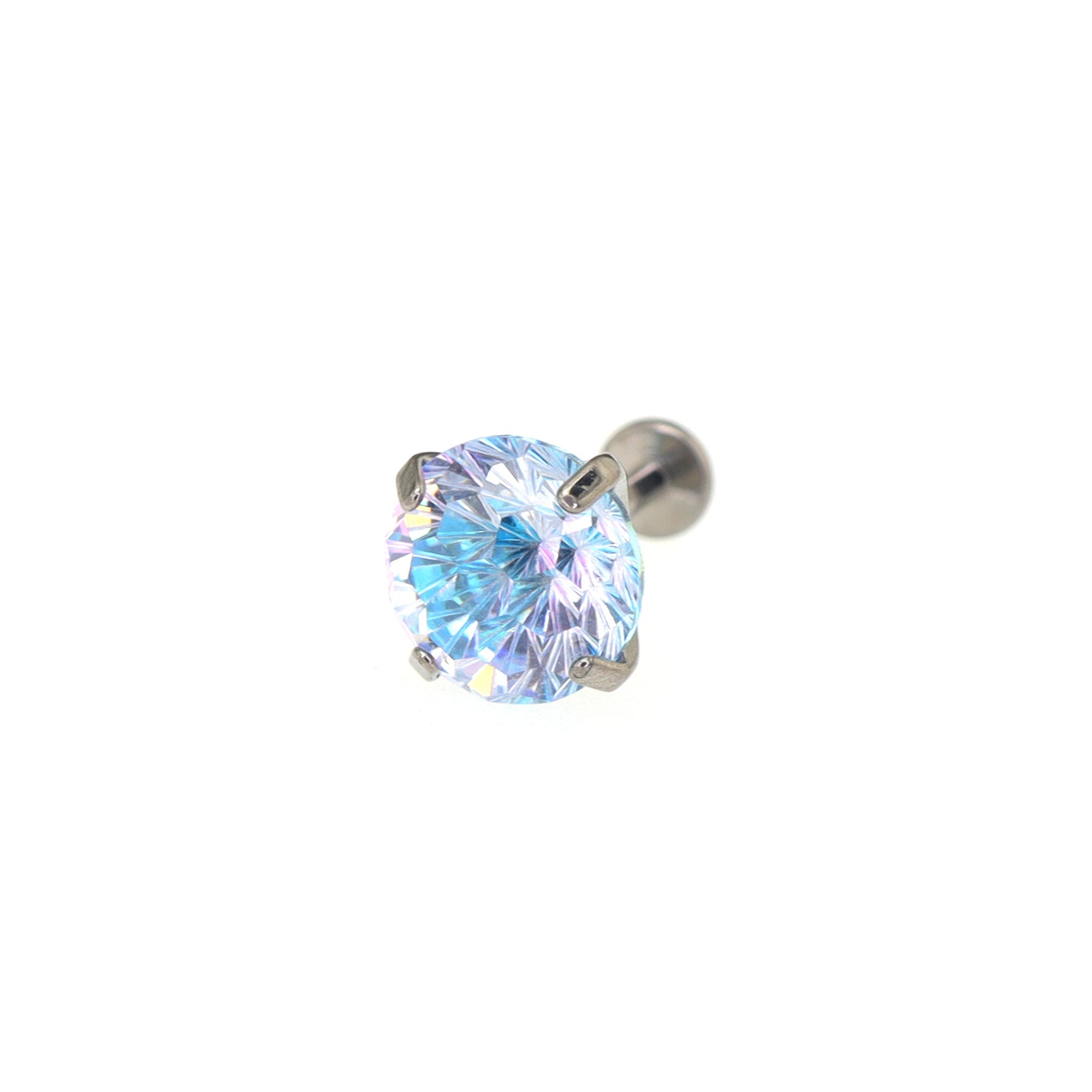 High Shine Gradient Firework-Cut CZ Titanium Studs