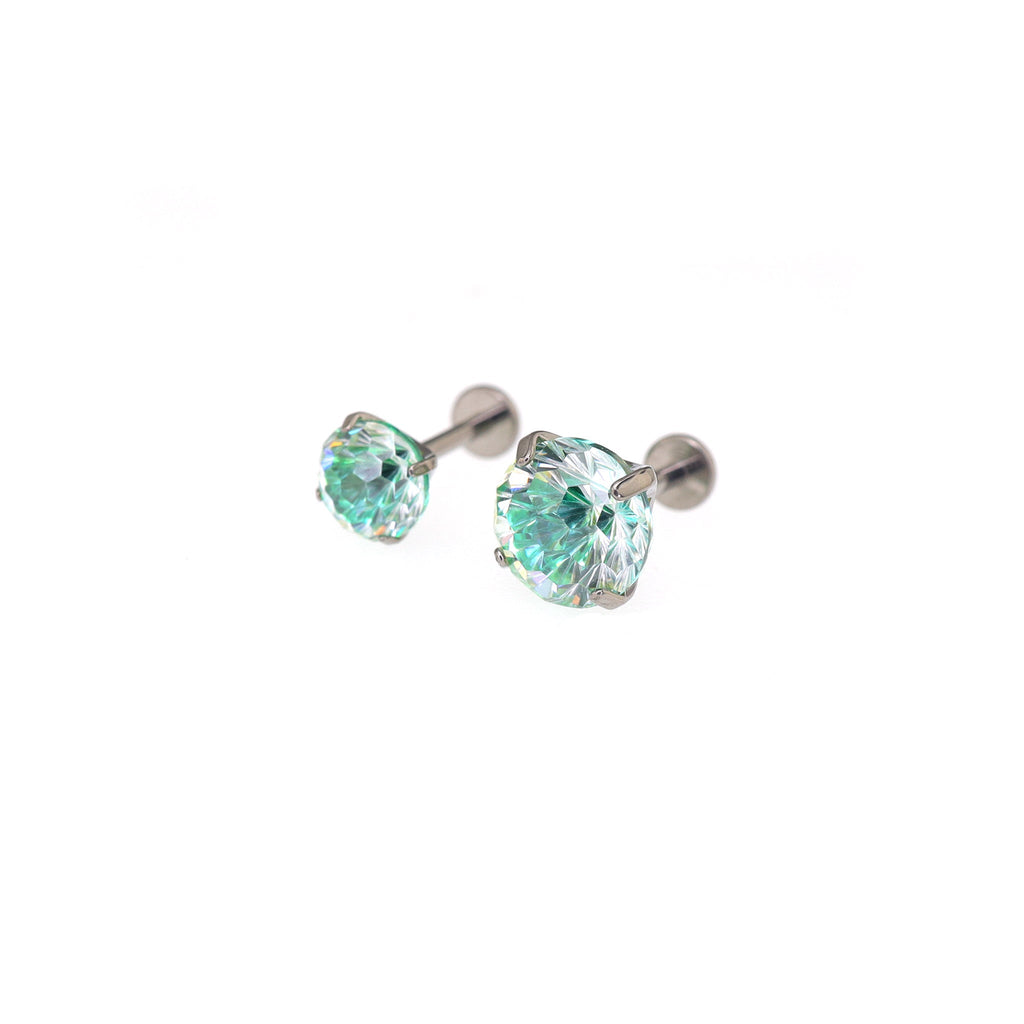 High Shine Gradient Firework-Cut CZ Titanium Studs