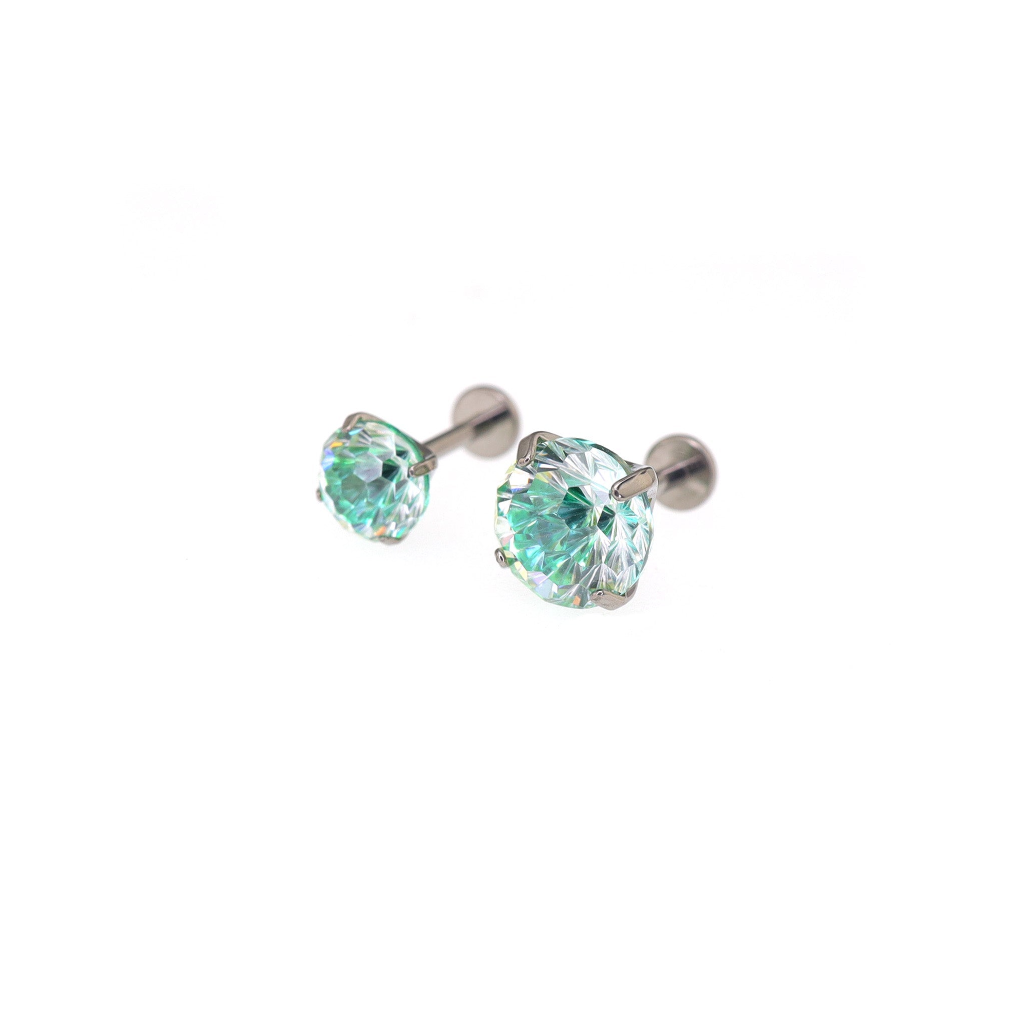 High Shine Gradient Firework-Cut CZ Titanium Studs