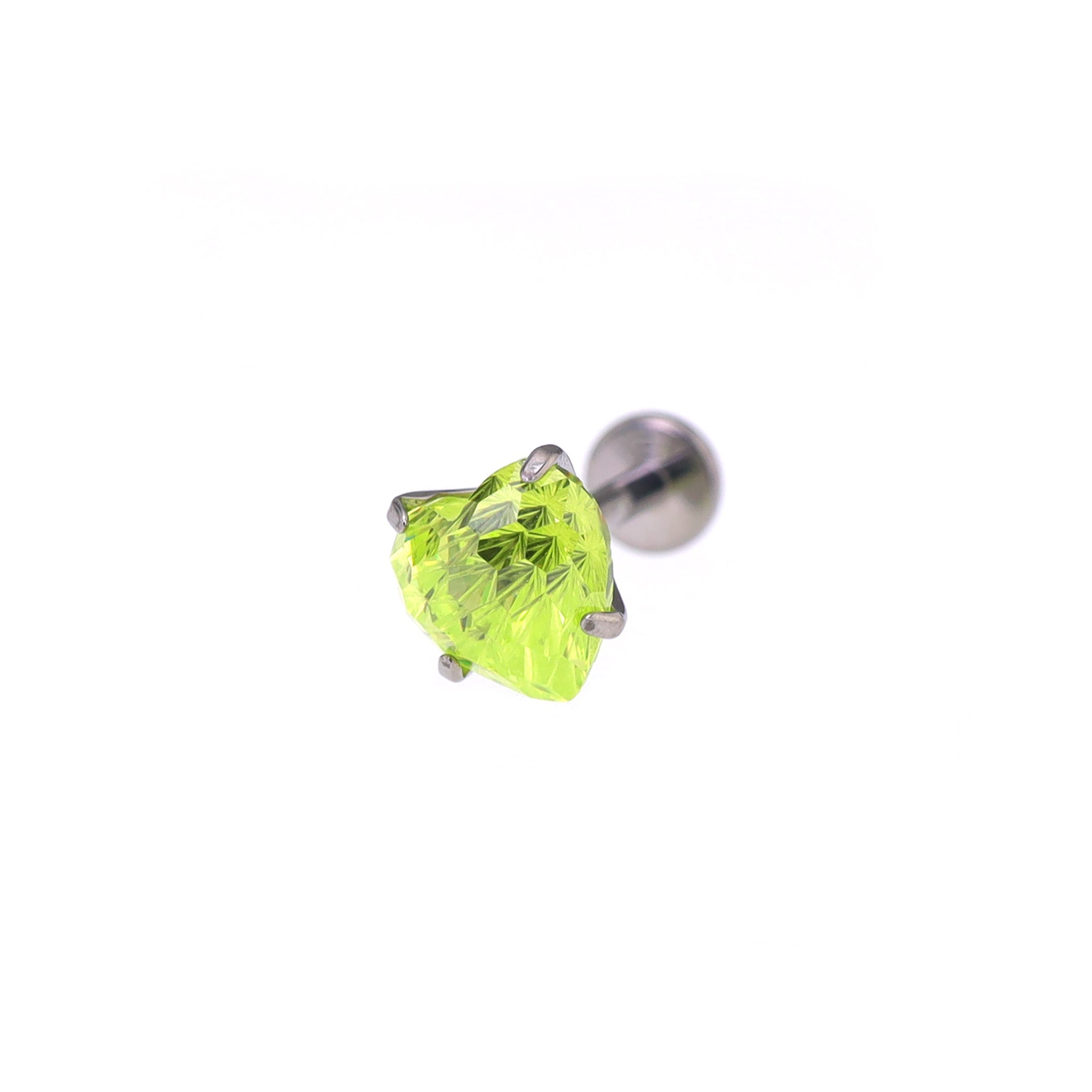 Green Heart Firework-Cut Titanium Internally Threaded Studs