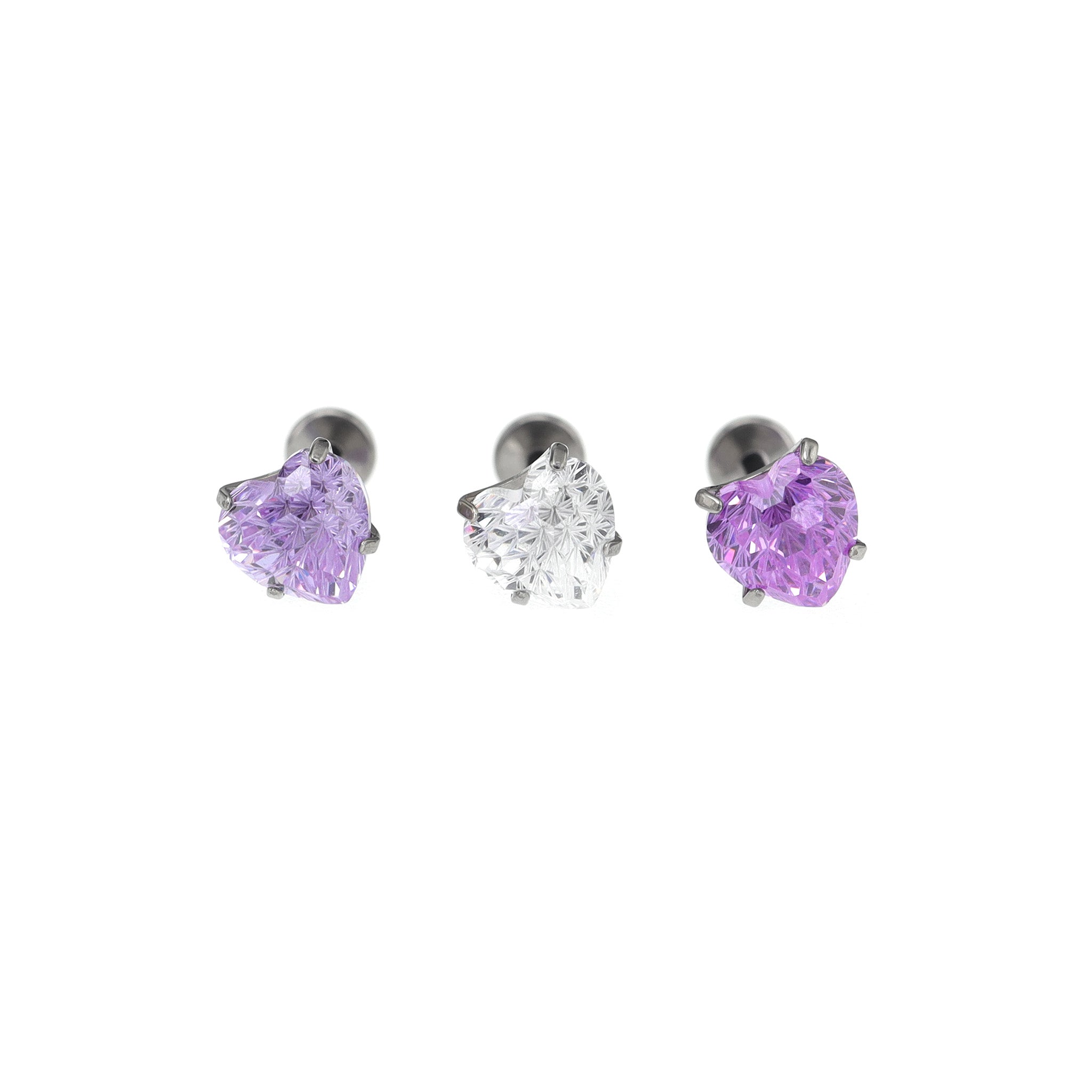 Purple Heart Firework-Cut Titanium Internally Threaded Studs