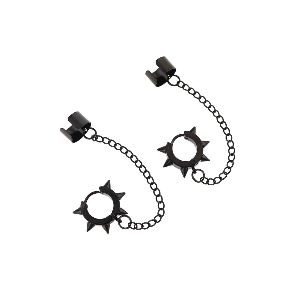 Six-Spike Chain stainless steel Ear Climbers