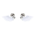 PAIR OF White Wing CZ Internally Threaded stainless steel Studs