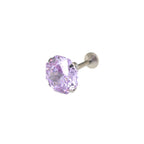 Purple Firework-Cut CZ Internally Threaded Titanium Studs