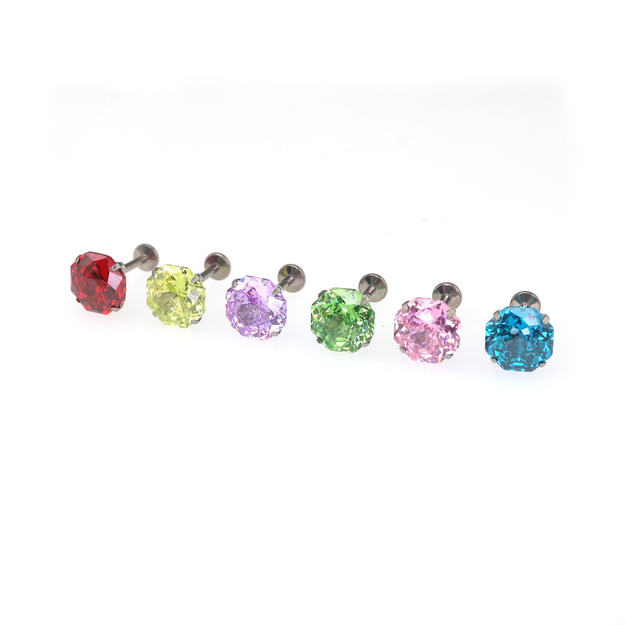 High-Shine CZ Bouquet Internally Threaded Titanium Studs