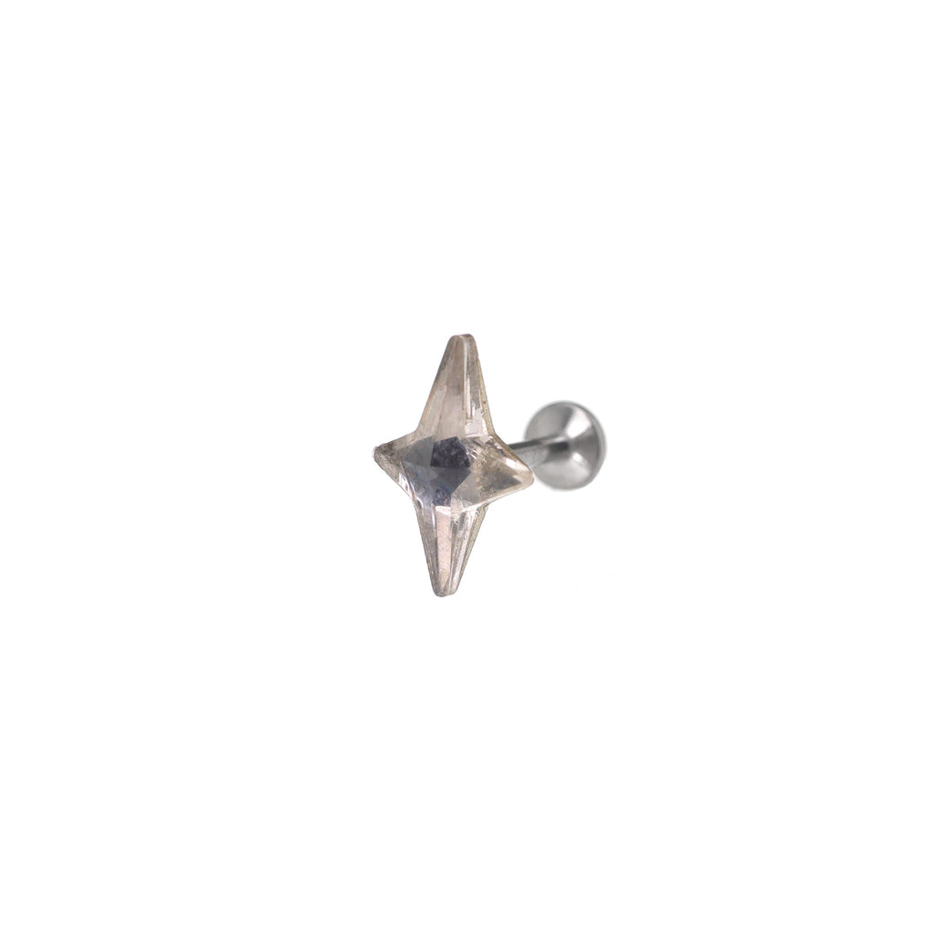 Four-Point Star CZ Internally Threaded Titanium Studs