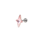 Four-Point Star CZ Internally Threaded Titanium Studs