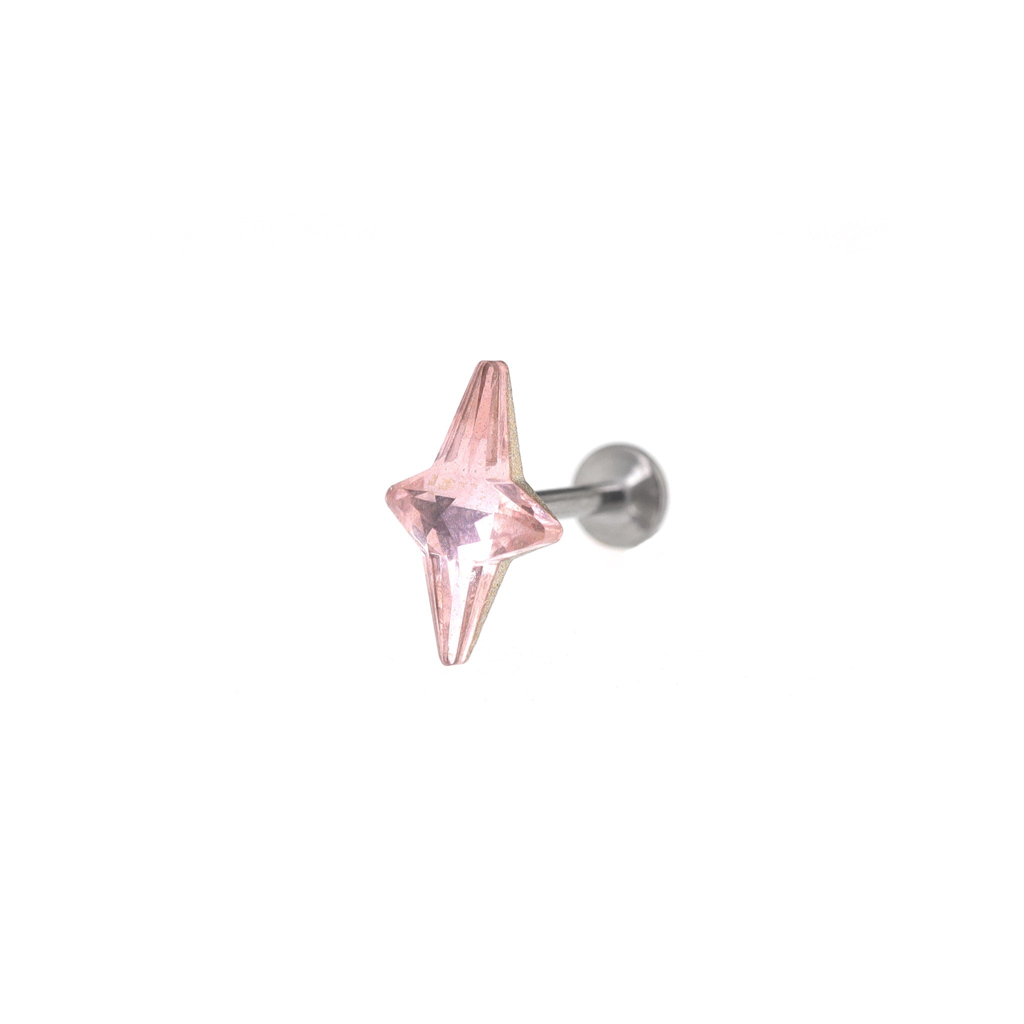 Four-Point Star CZ Internally Threaded Titanium Studs