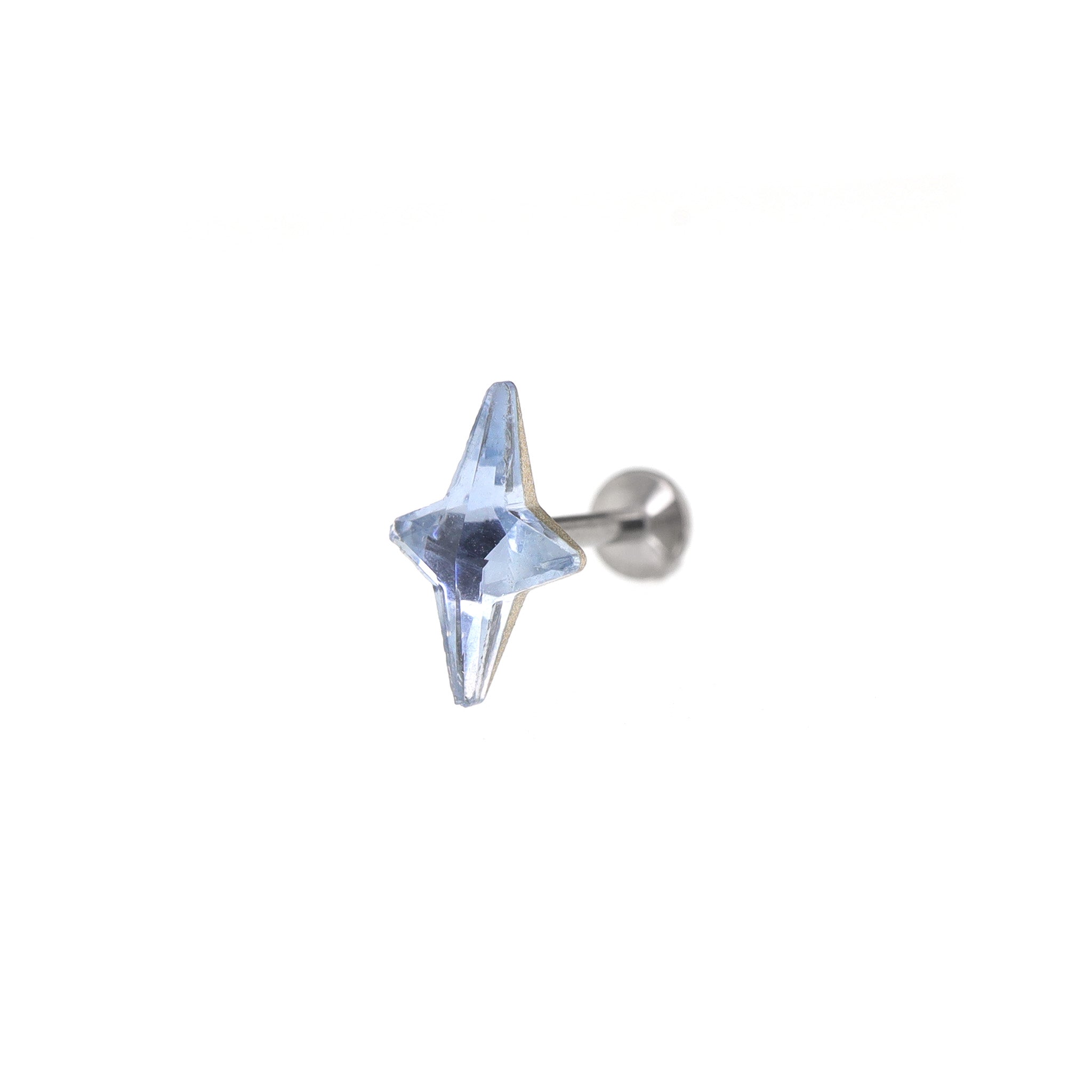 Four-Point Star CZ Internally Threaded Titanium Studs