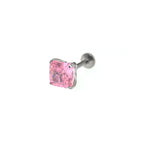 Rainbow Square CZ Titanium Ear Studs
