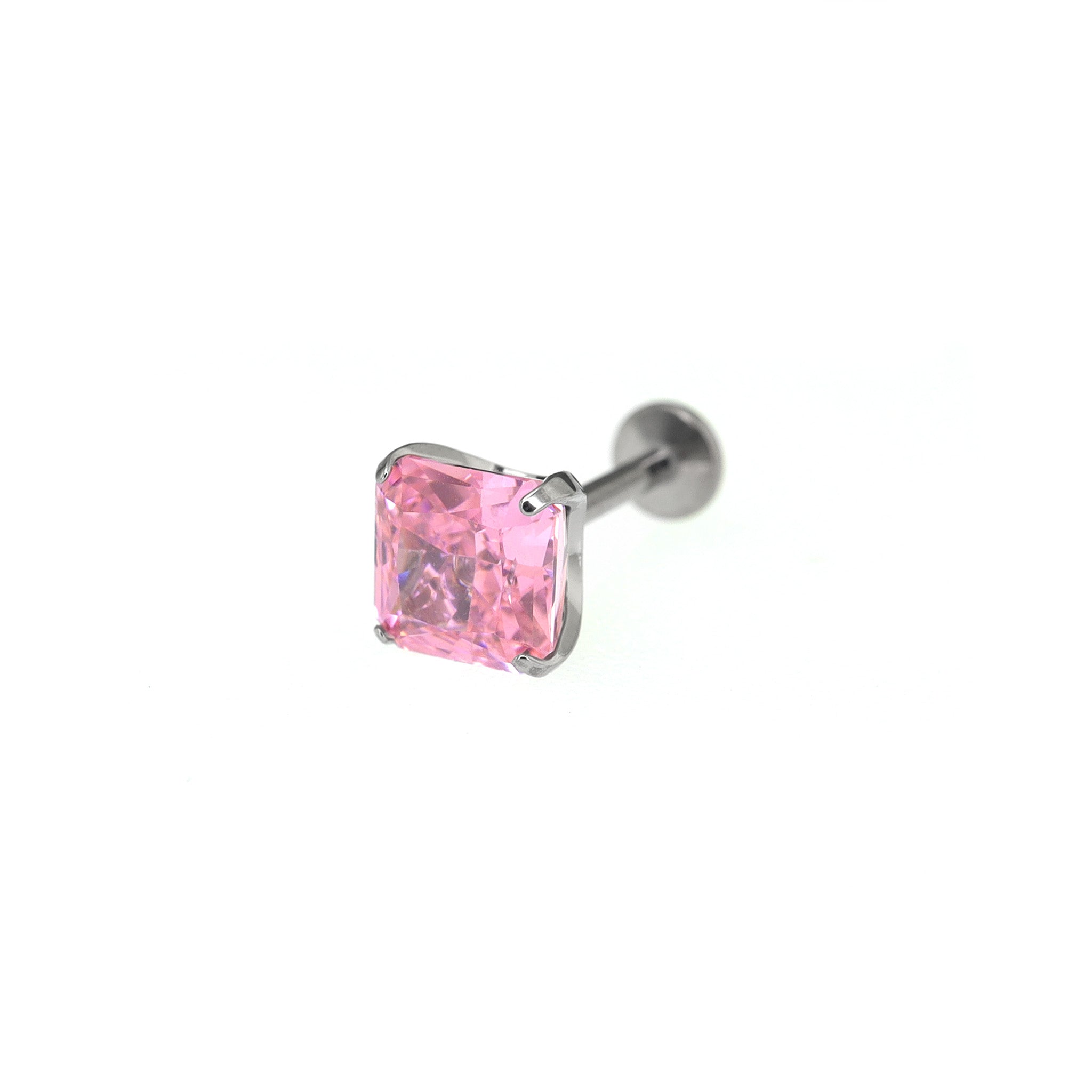 Rainbow Square CZ Titanium Ear Studs