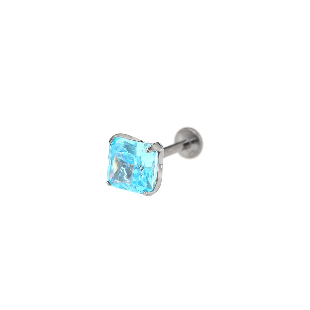 Rainbow Square CZ Titanium Ear Studs