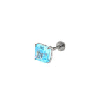 Rainbow Square CZ Titanium Ear Studs