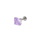 Rainbow Square CZ Titanium Ear Studs