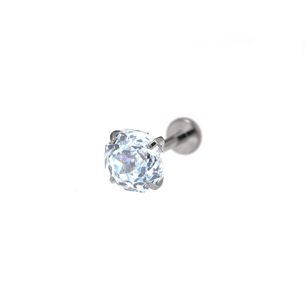 6mm Rose-Cut CZ Internally Threaded Sparkling Titanium Stud