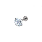 6mm Rose-Cut CZ Internally Threaded Sparkling Titanium Stud