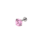 6mm Rose-Cut CZ Internally Threaded Sparkling Titanium Stud