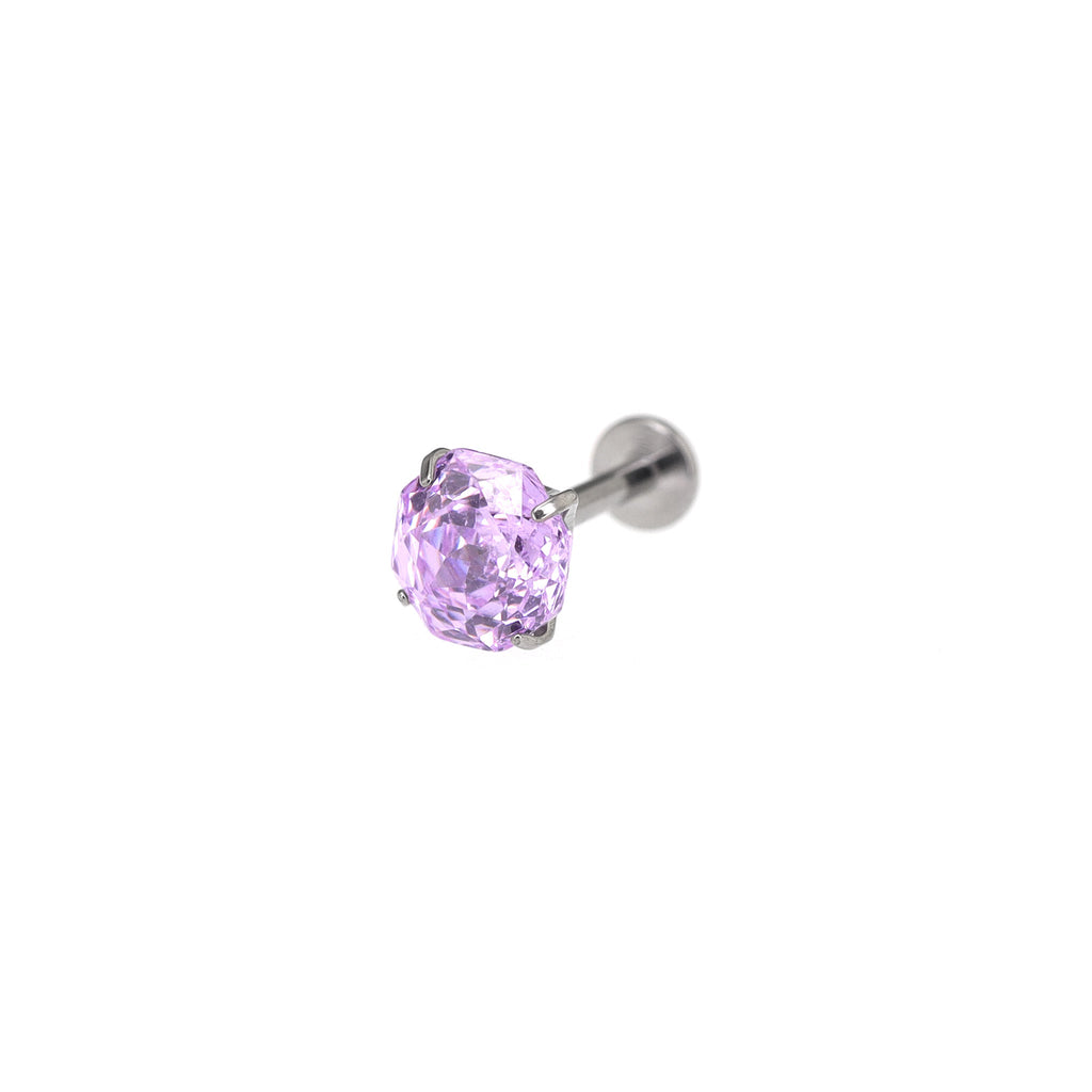 6mm Rose-Cut CZ Internally Threaded Sparkling Titanium Stud