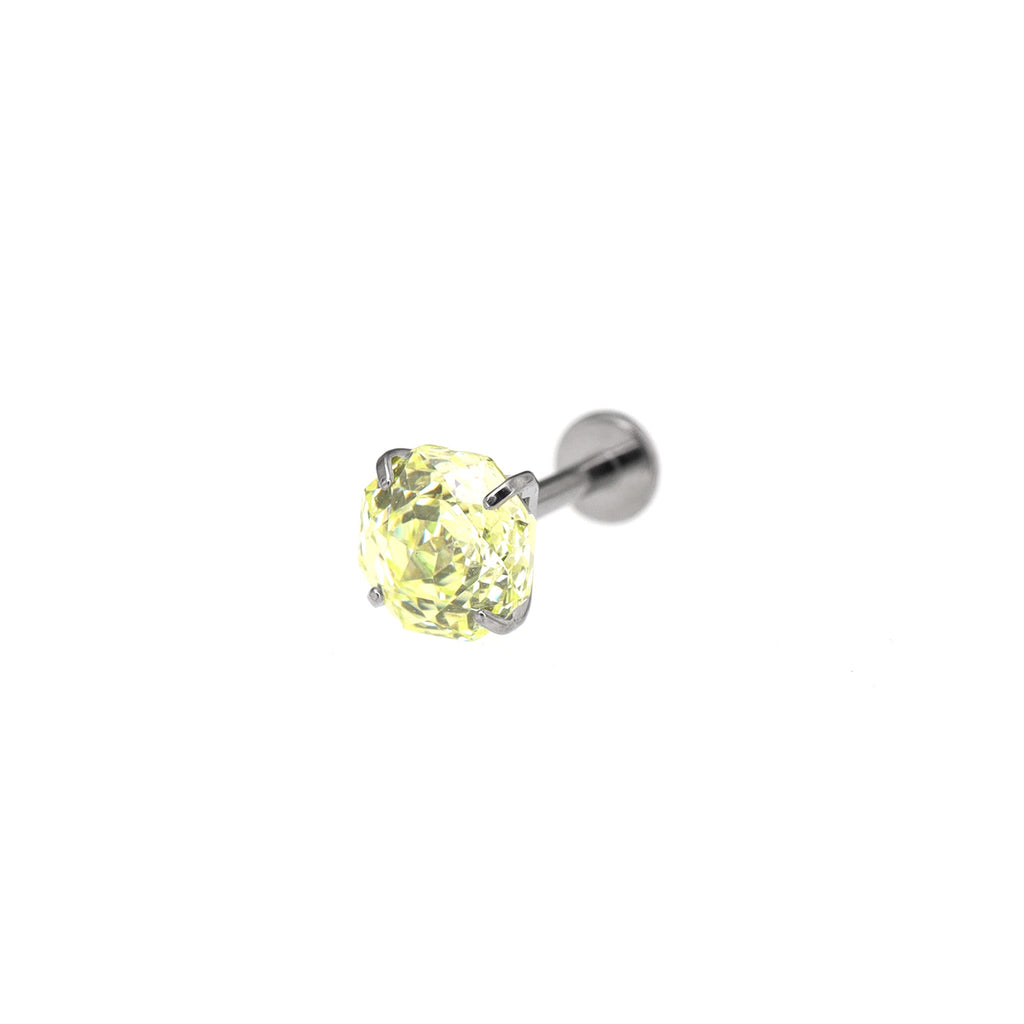 6mm Rose-Cut CZ Internally Threaded Sparkling Titanium Stud