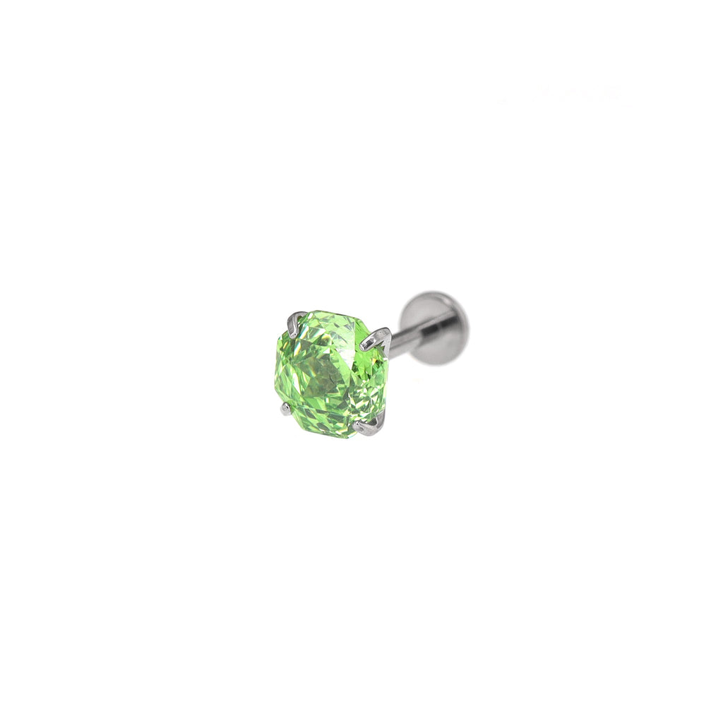 6mm Rose-Cut CZ Internally Threaded Sparkling Titanium Stud